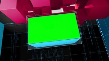 Nyheter och media grön skärm kub animering mall för utsända, anpassningsbar krom nyckel ramar med intro och outro för lång politisk rubriker video
