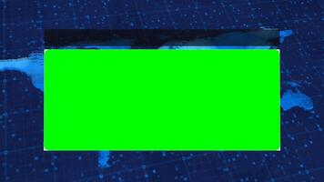 Broadcast-ready news template with long window headlines and green screen studio setup with five slideshow presentation templates with green screen effect and outro animation video