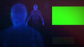 Hologram man with green screen background for visual effects and motion graphics compositing, amazing technology news promo template with green screen effect video