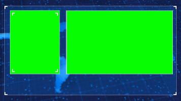 Abstract red and white globe animation background for broadcast news, dual green screen frame in modern news studio with anchor space for live programs video