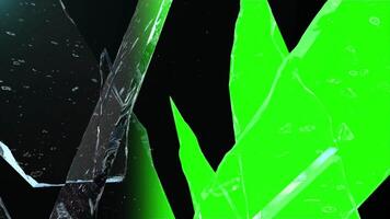 bruten glas effekt animering med grön skärm för vfx och rörelse grafik design, krossade glas mall med krom nyckel bakgrund video