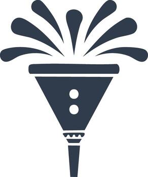 Dark funnel with liquid or light streaming out of it in a stylized flat design vector