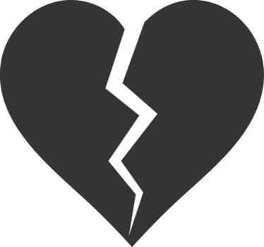 Broken Heart Symbol Representing Hurt, Grief and Sorrow, Loss and Sadness vector