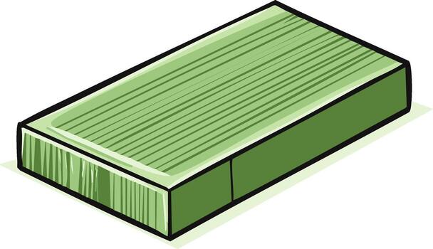 Simple green rectangular block or brick with textured surface illustration vector