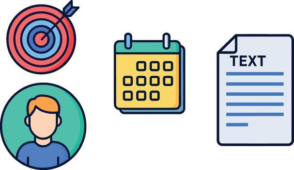 Business team aiming for goals planning tasks on a calendar and creating documents in a professional setting to achieve success and effici vector