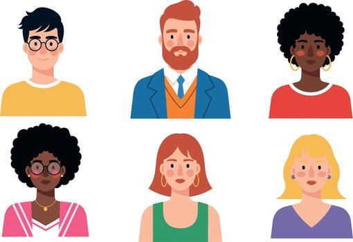 Diverse group of people standing against a white background portraying unity and inclusivity with a modern minimalist aesthetic and flat d vector