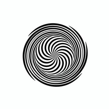Dynamic Spiral Pattern Design, Abstract Art, Digital Illustration, Black and White, Minimalist Style, Close-Up View, Optical Illusion vector