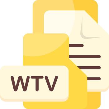 WTVFile Format Folder Icon Flat Style Design vector