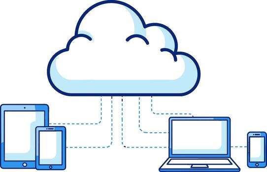 Cloud Computing Network Seamless Connection of Devices to the Cloud Service vector