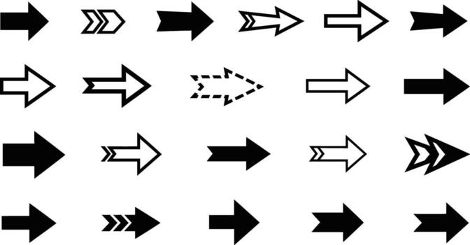 Diverse Arrow Icons Set Next Forward Direction Pointer Symbols vector