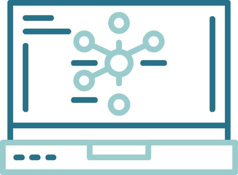 grafico ordenador portátil interfaz contorno dos color icono vector