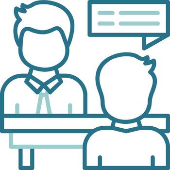 entrevista contorno dos color icono diseño vector