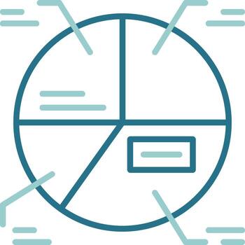 tarta gráfico circulo contorno dos color icono vector