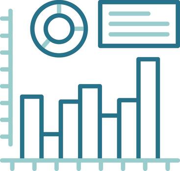 histograma circulo contorno dos color icono vector