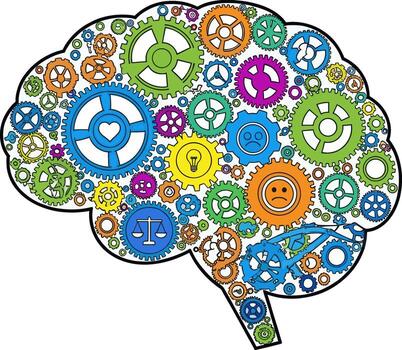Conceptual Brain Gears Symbolizing Thought Emotion Ideas and Balance in a Complex Mind vector