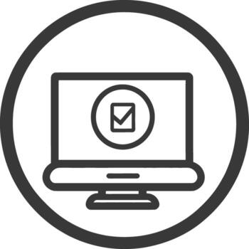 A computer with a check mark on it vector