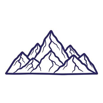 illustration of a layered mountain range in a simplistic doodle out line style vector