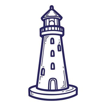 Simple doodle outline drawing of a lighthouse navigation maritime guide symbol isolated vector
