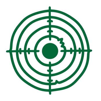 Simple green target with a bite mark graphic illustration for design projects vector