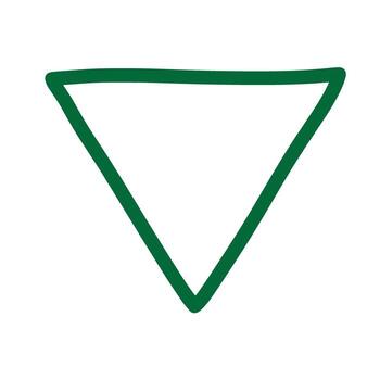 Hand-drawn green triangle doodle on a white background simple modern geometric shape vector