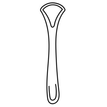 negro y blanco icono de un lengua raspador diseñado en garabatear estilo aislado en blanco antecedentes vector