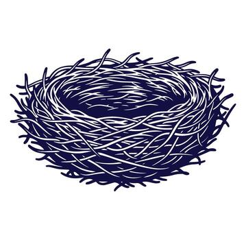 illustration of a detailed empty bird nest on a white background vector