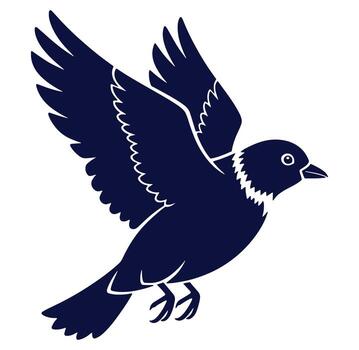 Elegant silhouette of a bird in flight showing expanded wings isolated on white background vector