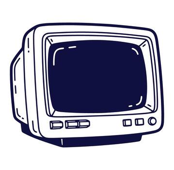 A retro cartoon illustration of an old television or computer monitor in a simple style vector