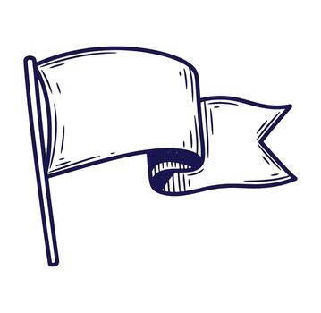 Hand drawn waving flag illustration with space for text on white background design vector