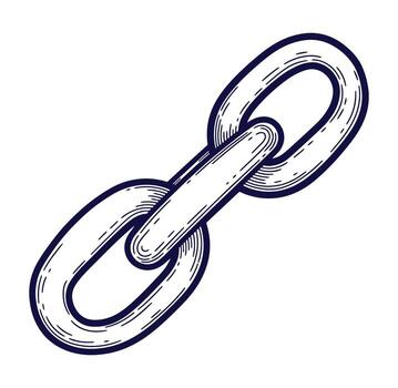 Intricate engraved chain link illustration depicting strength connection and symbolism on white background vector