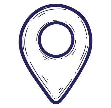 Hand drawn location pin icon representing navigation and geographical placement concepts vector