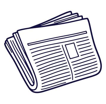 Hand-drawn illustrated stack of a newspaper with text content for communication concept vector