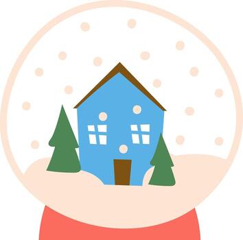 Snow Globe with House and Trees vector