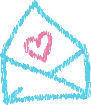 Scribbled Envelope with Heart vector
