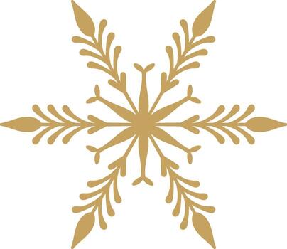 Geometric Snowflake with Leafy Patterns vector