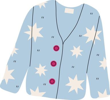 Star Patterned Cardigan with Buttons vector
