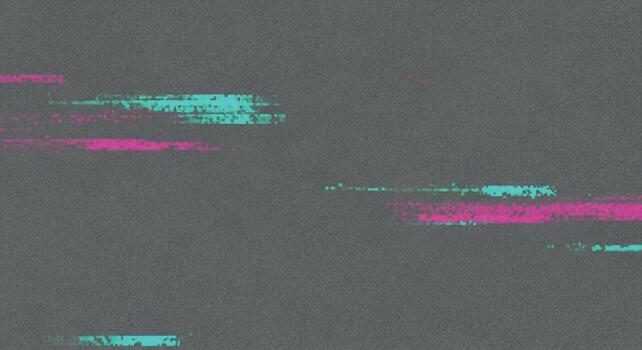 Noise grain background abstract glitch effect with pink and cyan streaks on gray background vector