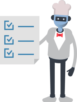 robot humanoid chef karakter en controleren lijst document png