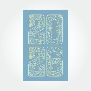 2026 Happy New Year Illustration with Doodle Pattern. vector