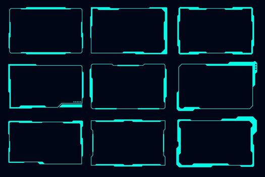 Hi tech frame set cyberpunk style design element Technology HUD sci-fi vector