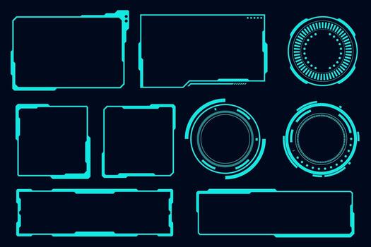 Futuristic blue frame HUD technology cyberpunk design element Hi-tech element. vector