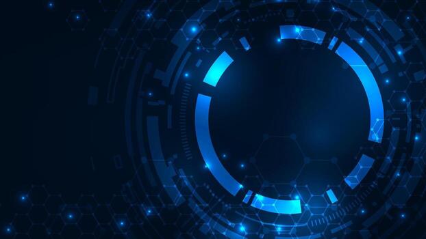 digital hud technology concept adstract blue light with line hexagon pattern background vector