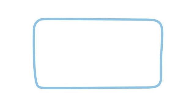 Fluid hand drawn rectangle frame in blue with soft outline and smooth shape form. Box design serves as a template for text, icon or background, ideal for creative border and label concept. vector