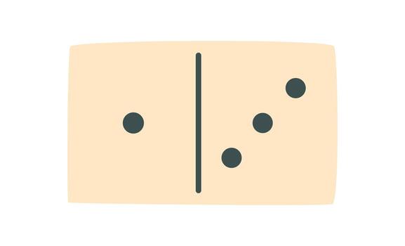 Flat black and white domino tile on light background. Stylish game piece with puzzle design and contrasting dots. Great for boardgame, table game visuals, or playful hobby concepts. Perfect for vector