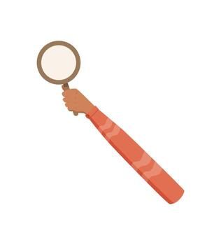 Cartoon hand holding a blank circle. Isolated hand gesture with an empty symbol in a circular template. Feedback and review concept, simple style, suitable for customer communication visuals. vector