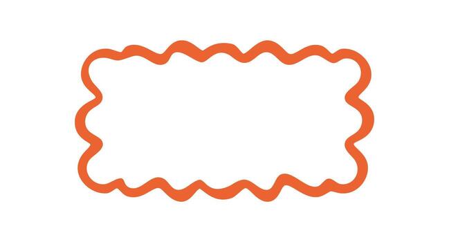 Groovy retro rectangle wavy outline frame stands out with bold funky squiggle border. Orange y2k graphic element adds modern pop background style, perfect for trendy visual projects. vector