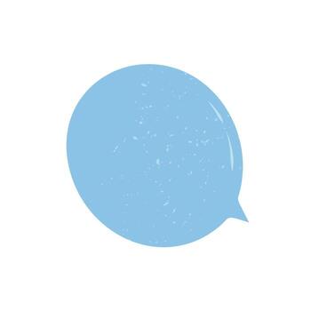 Hand drawn blue sticker speech bubble with organic patch look and rough paper texture. Grunge round bubble for chat comment, perfect for creative message or conversation label in modern design. vector