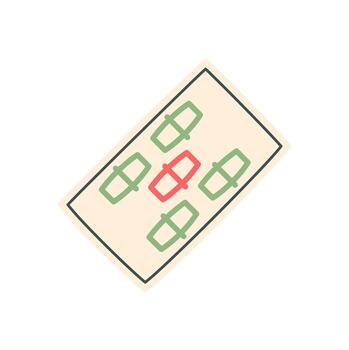 Flat Chinese mahjong game tile design. Mahjong boardgame piece for table plays and hobby enthusiasts. Traditional strategy game element, graphic style, simple format, perfect for recreational vector