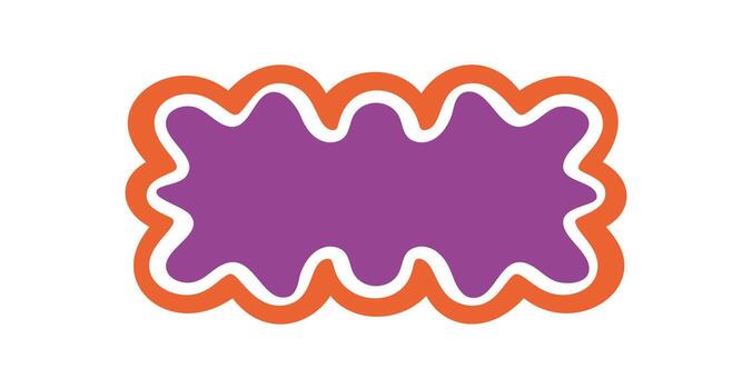 Groovy wavy rectangle frame with funky retro border and cartoon shape in purple and orange. Groovy y2k background graphic border, playful cartoon element for creative pop style projects. vector