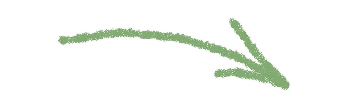 Hand drawn green chalk swirl arrow with a sketch crayon texture. Swirl symbol and pointer element in icon style, modern accent for creative label, template, or art composition. vector